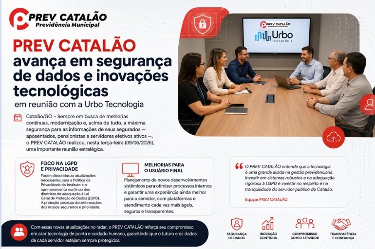 PREV CATALÃO avança em segurança de dados e inovações tecnológicas em reunião com a Urbo Tecnologia